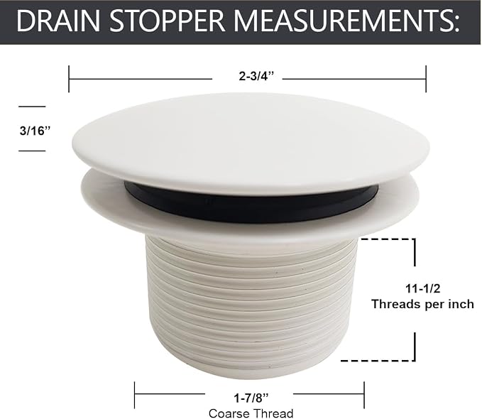 Westbrass D398R-2-65 1-1/2" NPSM Coarse Thread Mushroom Tip-Toe Bathtub Drain Stopper, Powder Coat Biscuit (2-Pack)