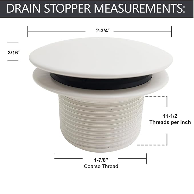 Westbrass A398R-65 1-1/2" NPSM Coarse Thread Mushroom Tip-Toe Bathtub Drain Stopper, Powder Coat Biscuit