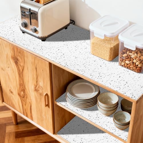 FIFTY FEET 12"x120" Non-Adhesive Shelf Liner for Kitchen Cabinets and Drawers, Washable Non-Slip PVC Cabinet Liner (Rock)(1 Roll)