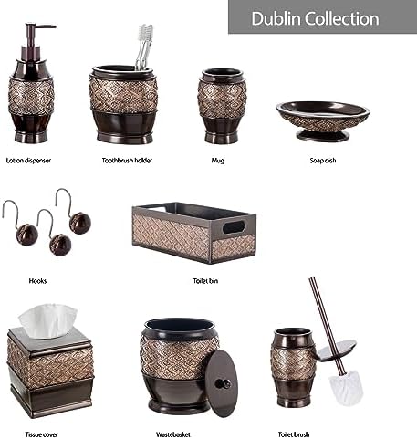 Creative Scents Dublin Brown Toothbrush Holders for Bathrooms Set of 2 - Bathroom Toothbrush Holder Set - Electric Tooth Brush and Toothpaste Organizer - Brown Bathroom Accessories Set Decor
