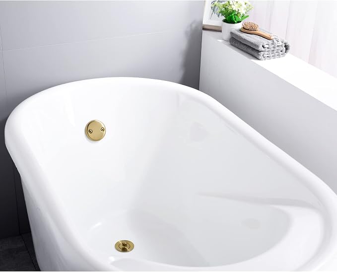 Brass Bathtub Drain Kit, Lift and Turn Tub Drain Kit with Two-Hole Tub Overflow Faceplate, Champagne Bronze