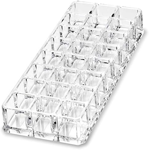 (Set Of 2) Acrylic Lipstick Makeup Organizers 24 Space Beauty Storage Refillable Cosmetic Container - Clear