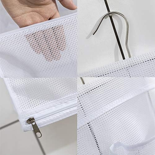 ALYER Hanging Mesh Bath Toy Organizer Bag,Large Shower Storage Caddy with Durable Hanger (Black)
