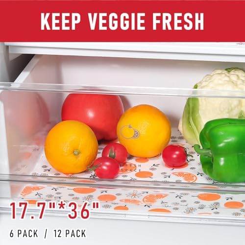 Cooyes Shelf Liners, 2-in-1 Non-Slip Fridge Mats, Absorb Excess Moisture, No-BPA Multiple Sizes for Glass Shelves, Kitchen Cabinets, Drawers (17.7 W x 36 L Inches, Dasiy-6 Pack)