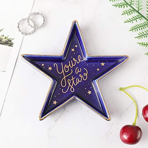 Stephanie Imports Star-Shaped You're a Star Ceramic Trinket Plate and Decorative Jewelry Dish