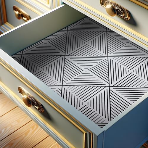 FIFTY FEET 18"x96" Non-Adhesive Shelf Liner for Kitchen Cabinets and Drawers, Washable Non-Slip PVC Cabinet Liner (Black Modern)(1 Roll)