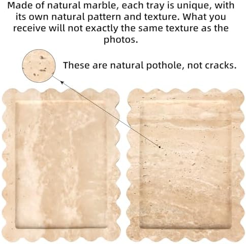 Scalloped Marble Decorative Tray, Travertine, 10.8 * 8