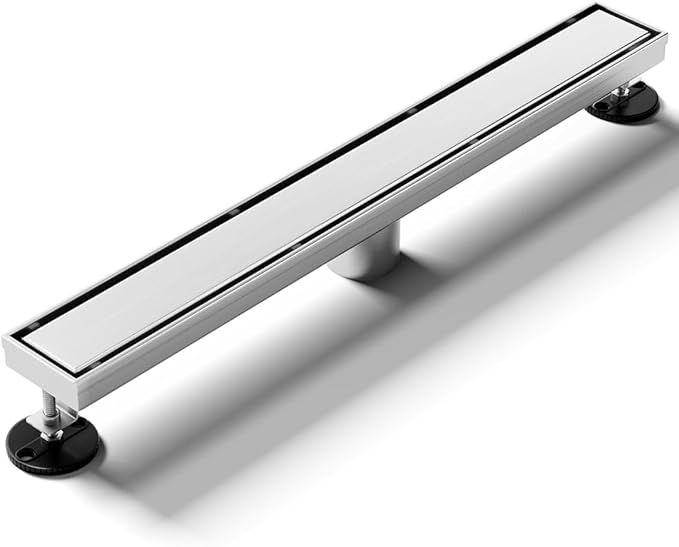 Linear Shower Drain 30 Inch, Brushed AISI 304 Stainless Steel Shower Drain with 2-in-1 Tile Insert Panel, for Bathroom, Kitchen, Garage & More