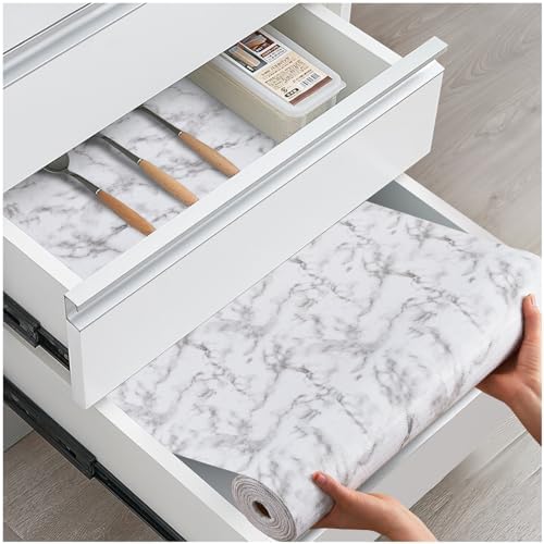 Drawer and Shelf Liner for Kitchen Cabinets, Marble, 24IN X 30FT