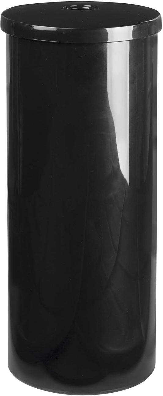 iDesign Freestanding Toilet Paper Canister with Lid, Black | For 3 Extra Rolls, Made in USA