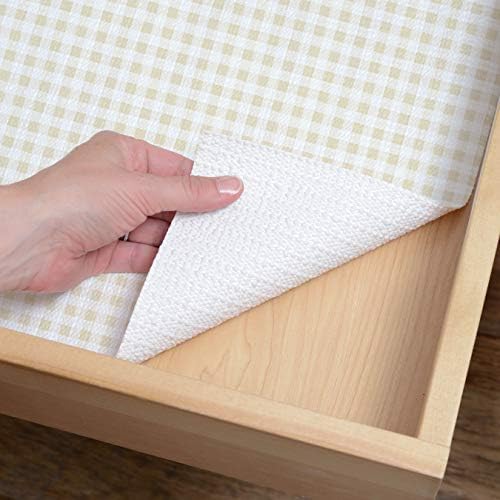 Con-Tact Brand Grip Prints Shelf Liner, Non-Adhesive Durable Liners, Slip-Resistant Drawer and Cabinet Covering, 18" x 8', Khaki Plaid, Pack of 1 Roll