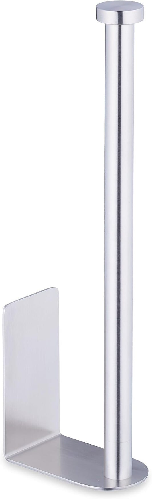 Relaxdays Replacement Roll Holder, Self-Adhesive, 2 Replacement Rolls, H x W x D: 26 x 4.5 x 7.5 cm, Toilet Paper Holder Wall, Silver
