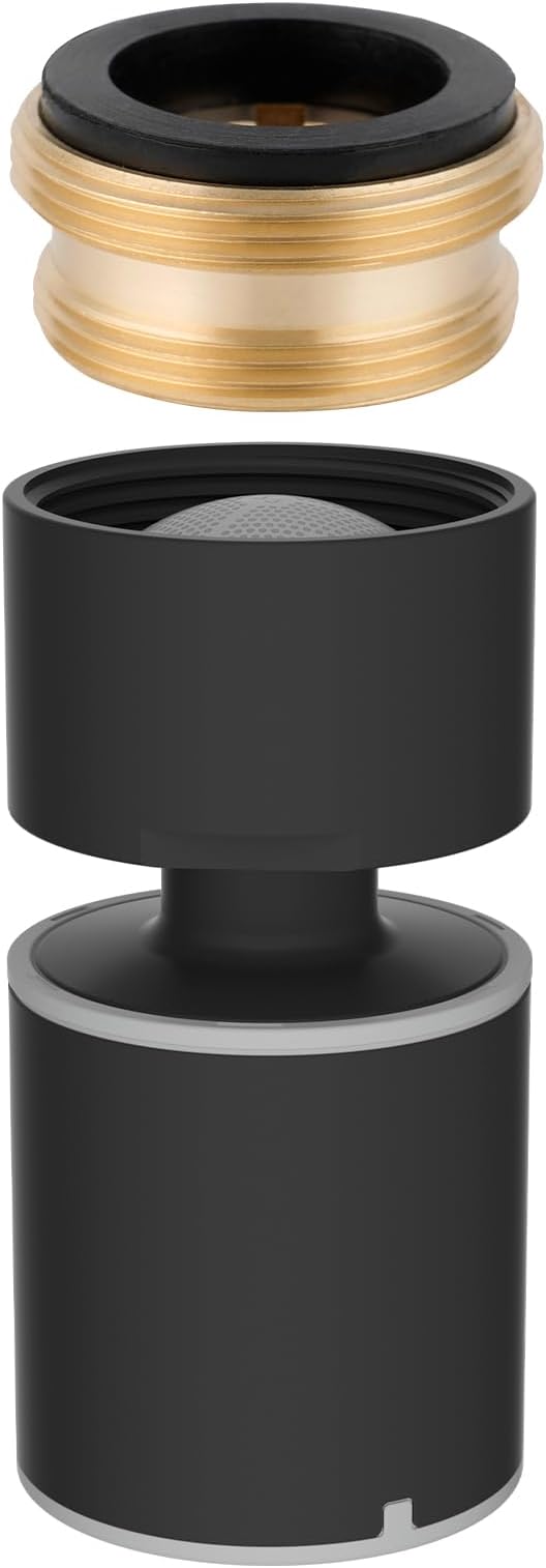 Hibbent NSF/ANSI/CAN 61 Certified Kitchen Faucet Aerator, CUPC Certification 360-degree Swivel Sprayer 2 Water Flow Sprayer Modes Faucet Extender-55/64Inch-27UNS Female Thread, Matte Black