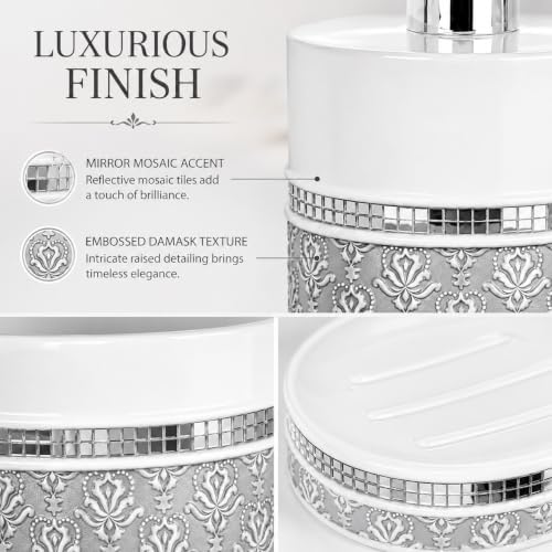 Mirror Damask Toothbrush and Toothpaste Holder - Bathroom Tumbler Cup
