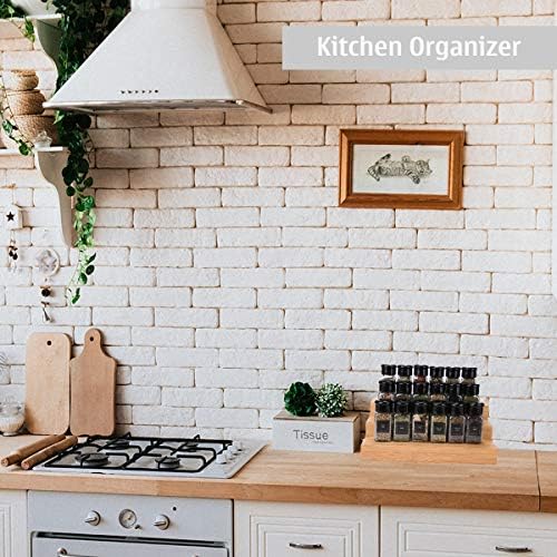 Bamboo Spice Rack Organizer for Cabinet 3 Tier Countertop Step Spice Shelf for Kitchen Storage and Organizer, Step Display Rack for Toy/SkinCare/Healthy Care, 2 Pack Step Rack