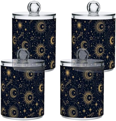 MNSRUU 2 Pack Qtip Holder Organizer Dispenser Blue Space Galaxy Constellation Bathroom Storage Canister Cotton Ball Holder Bathroom Containers for Cotton Swabs/Pads/Floss