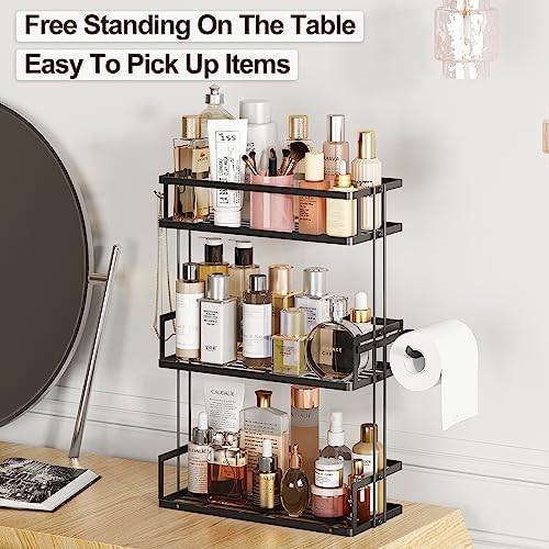 Godboat 3-Tier Over Toilet Storage Shelf, Wall-Mount with 2 Hook/Paper Rack