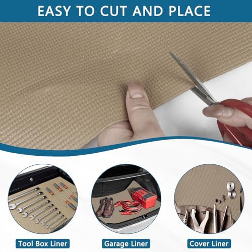 Foam Toolbox Liner Drawer Liner, Non-Slip Shelf Liners 18" W x 288" L Khaki