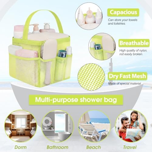 Mesh Shower Caddy Portable - 9 Pockets for College Dorm Room Essential