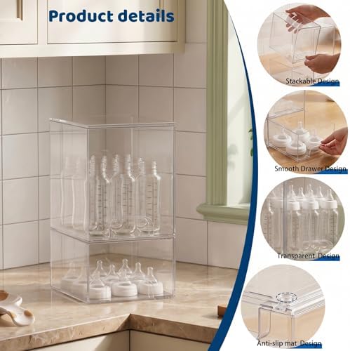 Baby Bottle Organizer Stackable, 2 Pack, 7.7'' & 4.2'' Tall