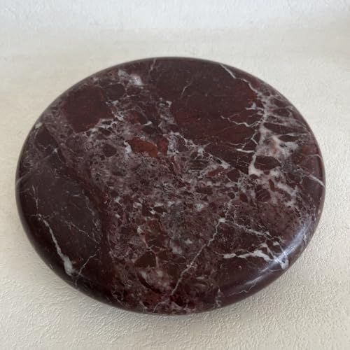 Natural Marble Round Vanity Tray Jewelry Makeup Dish Decorative Tray for Coffee Table,Bathroom,Bedroom (Rosa Levanto)