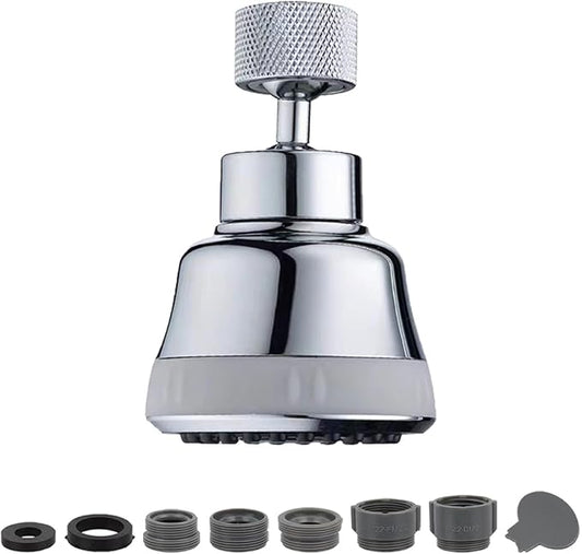Faucet Aerator Faucet Sprayer Attachment, Kitchen Faucet Head Replacement with 4 Spray Modes, 360° Swivel Faucet Extender Anti-Splash Sink Sprayer Faucet Nozzle Head (Diamond, Silver)