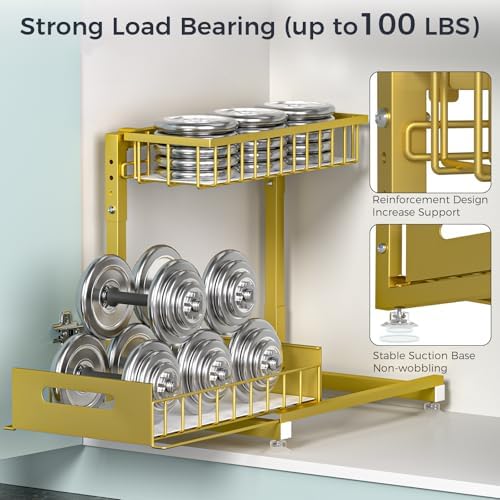 Saydear 2-Pack L-Shaped Under Sink Organizer, 2-Tier Pull-out Cabinet Rack