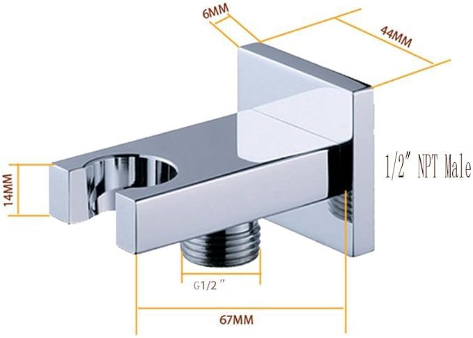 Hand Held Shower Head Holder with Hose Connector Shower Wand Holder Wall Mount Handheld Shower Handle Sprayer Holder Shower Hose Adapter Shower Elbow with Spray Head Bracket Showerhead Holder Chrome