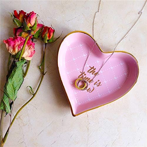 Stephanie Imports Heart-Shaped The Time is Now Ceramic Trinket Plate and Decorative Jewelry Dish