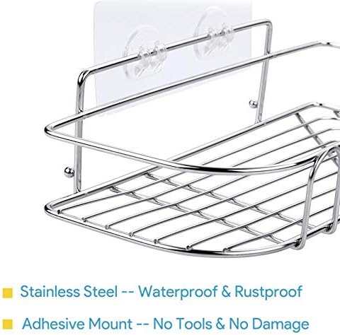 LAIGOO Adhesive Corner Shower Caddy Hanging, SUS304 Stainless Steel, No Rust Bathroom Shelves Wall Mounted Shower Shelf for Shower Organizer/Bathroom Organizer and Storage, 2 Pack