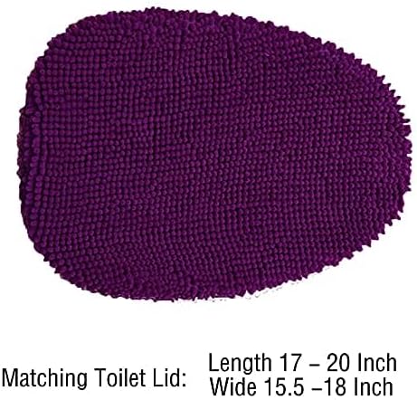 Madeals Bath Rug Set 4 Piece with Toilet Lid Cover and Rug Set Combo, Soft Shaggy, 3 Piece and U-Shaped Toilet Floor Rug Purple | Chenille,Shaggy,Non-Slip Backing,Soft,Fit,Absorbent, Comfort,3 Piece Bathroom Rug,Thickness,Quick Drying, Washable,
