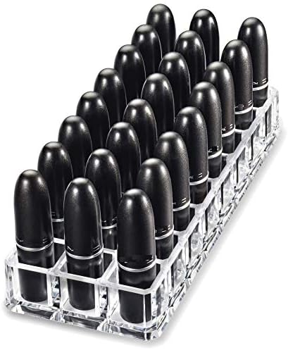 (Set Of 2) Acrylic Lipstick Makeup Organizers 24 Space Beauty Storage Refillable Cosmetic Container - Clear