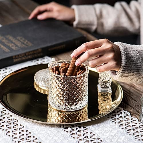 Glass Qtip Holder with Lid, Decorative Glass Apothecary Jar Crystal Canister Jar Bathroom Vanity Organizer for Q-tips, Cotton Ball & Swab, Cotton Pads, Hair Band, Candy Storage
