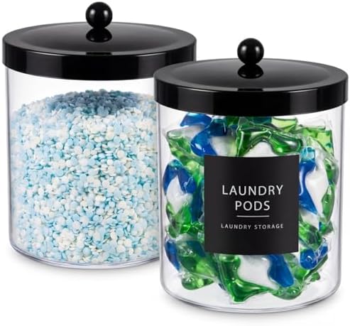 Sheechung 2-Pack Acrylic Jar with Black Stainless Steel Lid (78oz&50oz)
