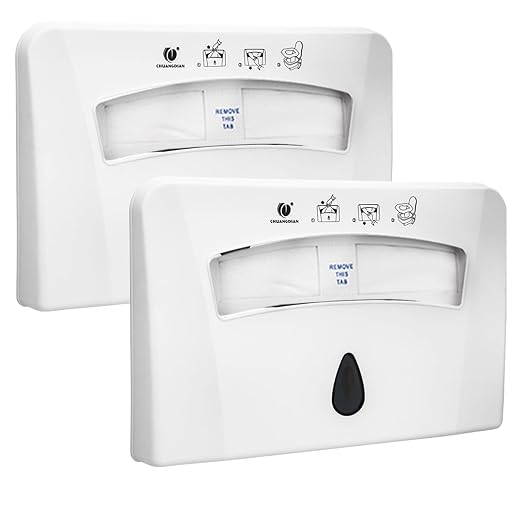 Toilet Seat Cover Dispenser, White, 2-Pcs | ABS, Wall Mounted, Compatible with Half-fold Disposable Liners, For Restroom/Bathroom/Commercial