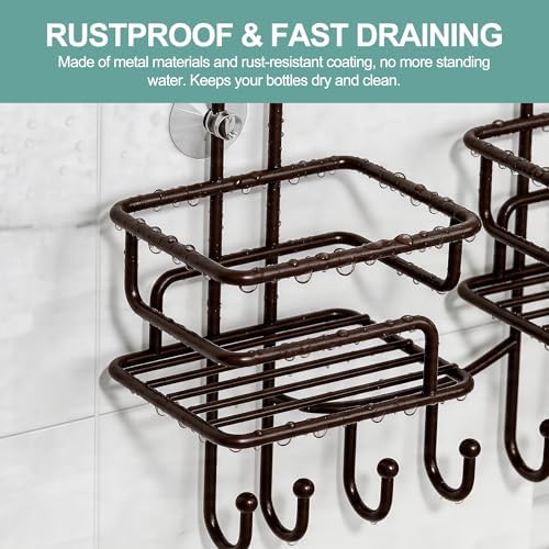 SRIWATANA Shower Caddy Hanging, Shower Organizer with Razor Hooks, Bronze