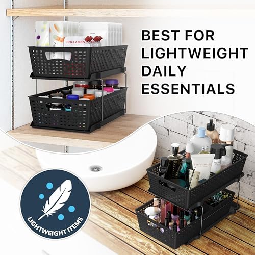 Simple Houseware 2 Tier Pull-Out Sliding Drawer Under Sink Storage, Black