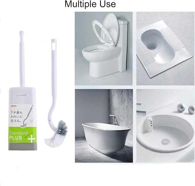 Marbarsse Bathroom Toilet Bowl Brush and Holder, Curved Design Toilet Brush for Deep Cleaning Under Rim, Best Toilet Brush Set, Easy Handy CompactToilet BowlCleaner Brush for Bathroom, 1 Pack