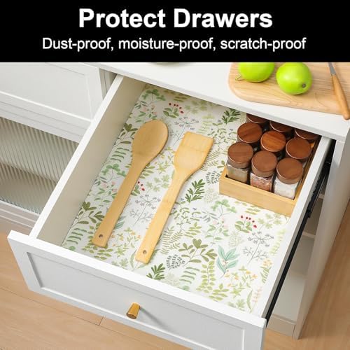 Cooyes Shelf Liner Drawer Liners, Shelf Liners for Kitchen Cabinets, Non Adhesive Cabinet Liner, EVA Waterproof Non-Slip Refrigerator Liners for Kitchen, Drawer（17.5" W x 360" L）