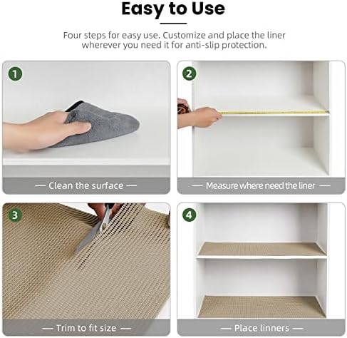 BAGAIL Non-Adhesive Shelf Liner, Thick Strong Grip Drawer Liners for Kitchen Cabinets, Heavy-Duty Easy Cut Cabinet Liners for Shelves, Pantry, Bathroom Cupboards - 12" x 30FT, Beige