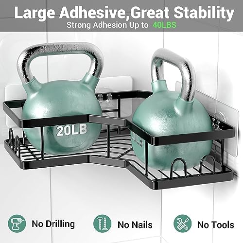AKTECKE Corner Shower Caddy Bathroom Organizer: Stainless Steel Adhesive Shower Rack - 3Pack No Drilling Shower Shelf - Rustproof Bathtub Organizer
