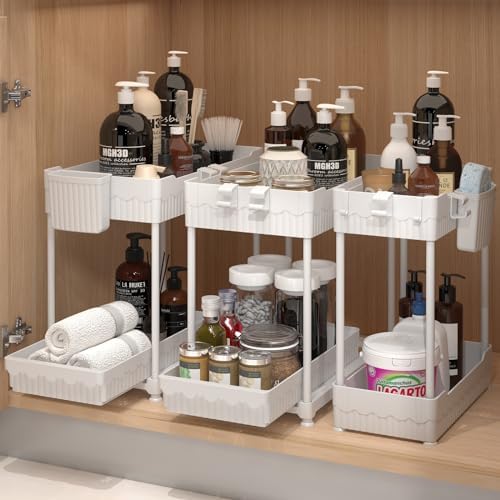 Sevenblue 3-Pack 2-Tier Under Sink Organizers with Sliding Drawers