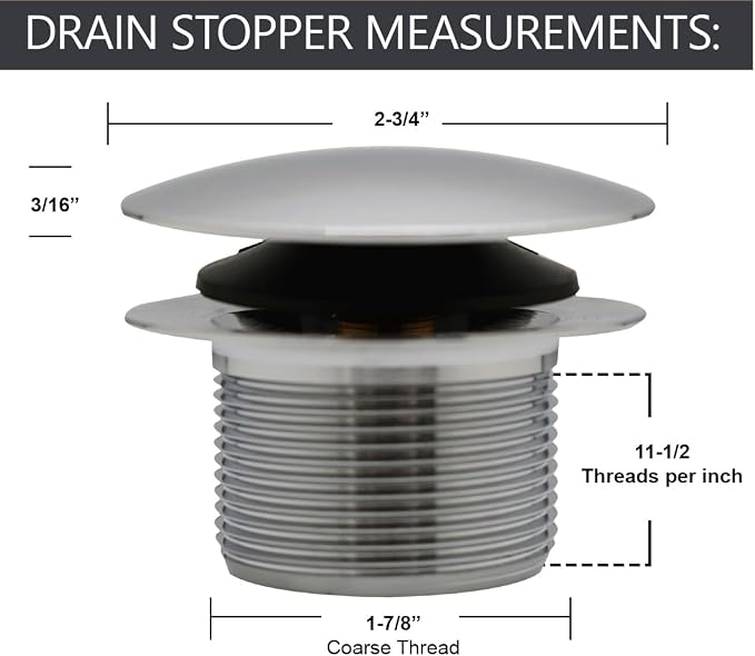 Westbrass D398R-05 1-1/2" NPSM Coarse Thread Mushroom Tip-Toe Bathtub Drain Stopper, Polished Nickel