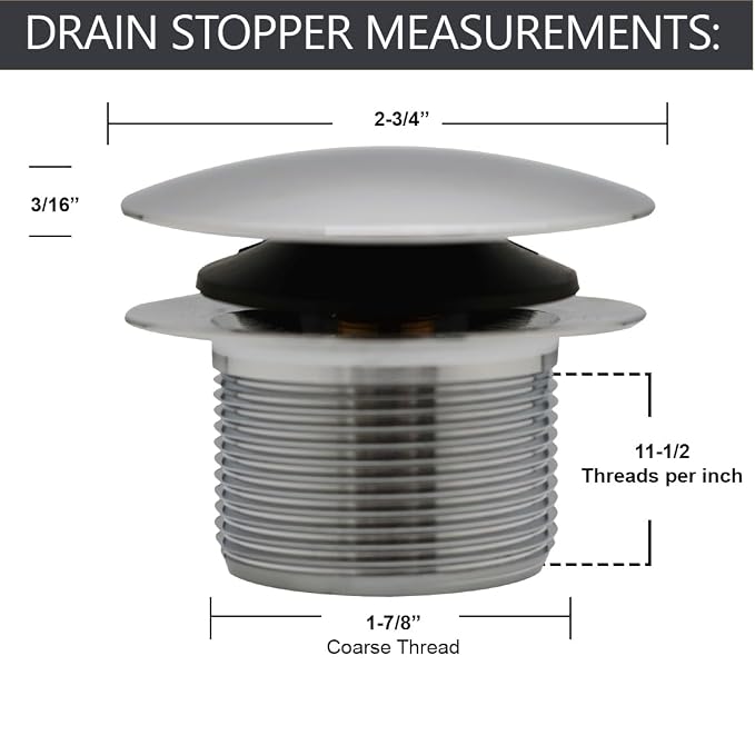 Westbrass A398R-05 1-1/2" NPSM Coarse Thread Mushroom Tip-Toe Bathtub Drain Stopper, Polished Nickel