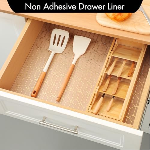 Cooyes Shelf and Drawer Liners for Kitchen, Non Adhesive Cabinet Liner