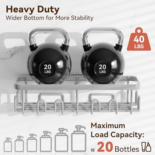 YASONIC Shower Caddy Adhesive, Rustproof Shower Organizer, Wall Shower Rack