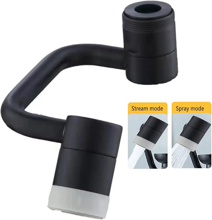 1080° Rotating Faucet Extender Aerator,Solid Brass Universal Splash Filter Faucet, Big Angle Swivel Faucet Aerator Sink Attachment,Dual-function 2-Flow Sprayer,Matte Black…