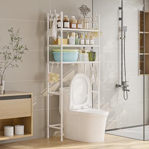 3-Tier Over-The-Toilet Storage Shelf - Sturdy Stainless Steel Bathroom Organizer for Toiletries, Towels & Essentials - Space-Saving Design