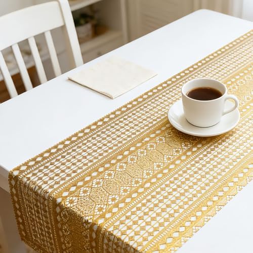 Drawer and Shelf Liner - Gold Geometric Lace Pattern,Non Adhesive