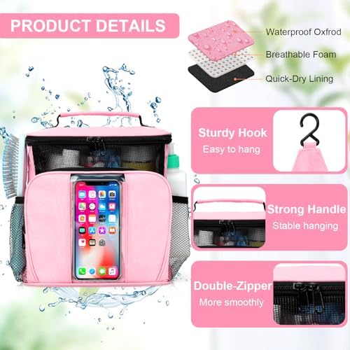 College Dorm room Essentials for Girls, Quick Dry Mesh Shower Caddy, Travel Cruise Ship Essentials,Travel Toiletry Bag for Women, Large Makeup Organizer for Full-Sized Toiletries Gifts for Women